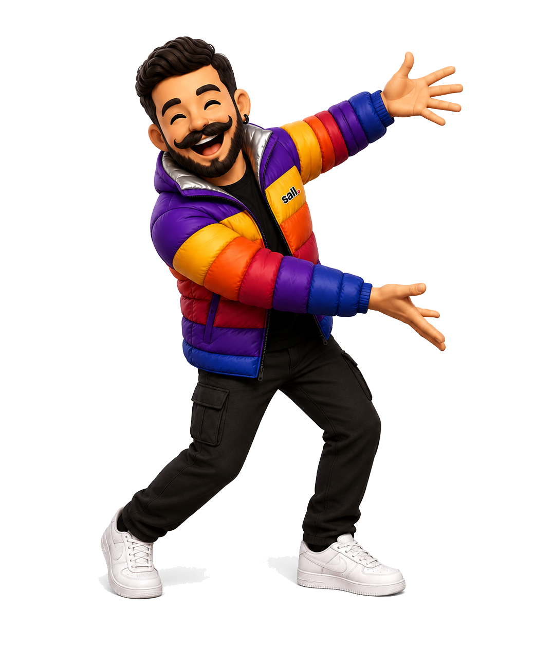 Caricatura 3D do fundador da Salll