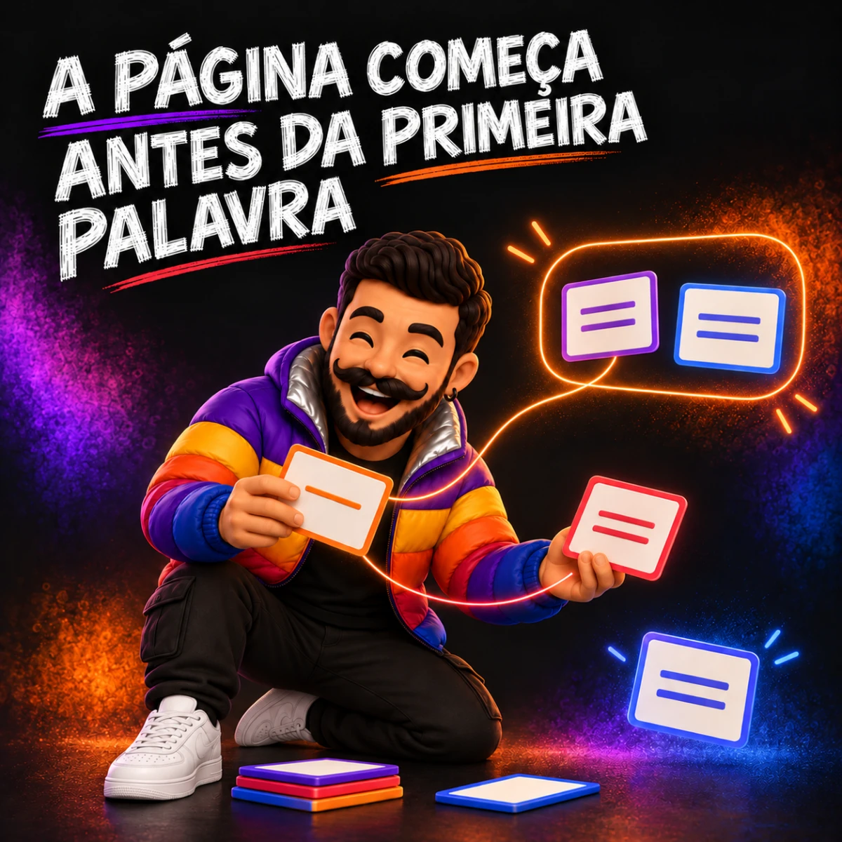 Boneco 3D da Salll organizando cartões por proximidade e contorno