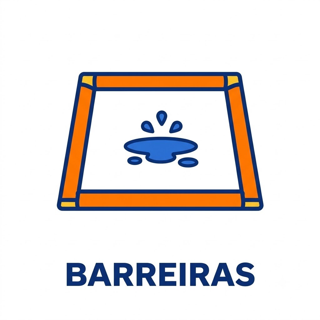 Ilustração das bordas seladas do tapete contendo o líquido dentro da área de absorção.
