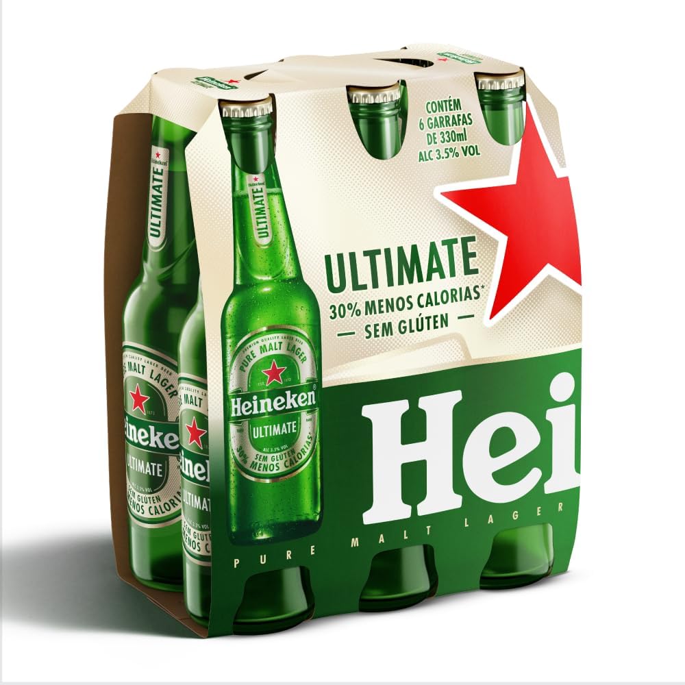 Imagem 1 da PDP real: pack de 6 long necks Heineken Ultimate com uma garrafa em destaque na frente